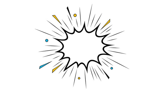 Spiky comic book speech bubble with sharp edges and radiating lines on a white background, perfect for loud and urgent messages.