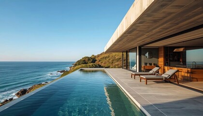 Obraz premium Modern Concrete Coastal Home with Ocean View