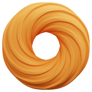 3D Orange Abstract Swirl Spiral Ring Torus Shape