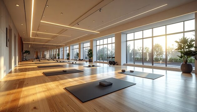 Spacious and Serene Yoga Studio with Natural Light.