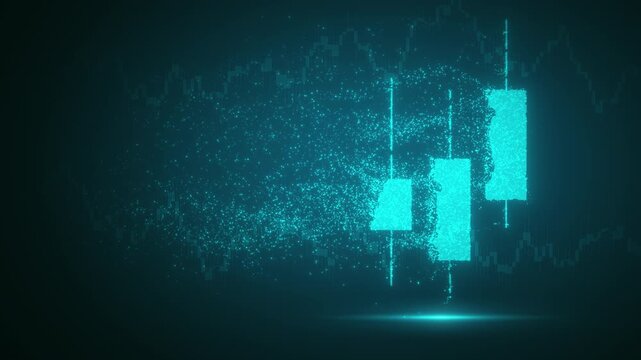 Digital candlestick chart showing financial market data volatility