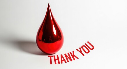 Obraz premium A single red drop with 'thank you' text studio shot