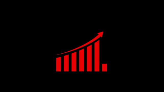 Business growth concept in graph chart showing marketing sales profit increasing to future target. growing business concept. Clean Hi-tech style technology chart with a grid.4k video black background