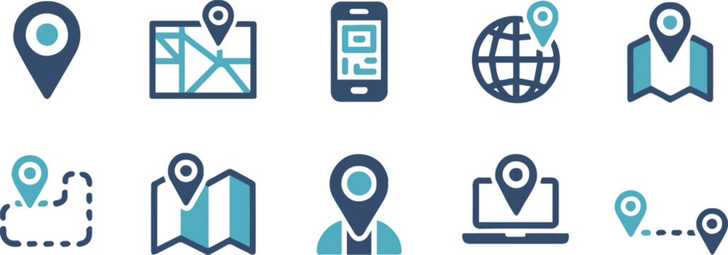 location map marker icons for mobile web and desktop interfaces