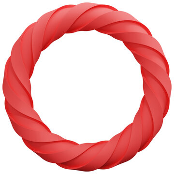 3D Red Abstract Twisted Spiral Ring Torus Shape