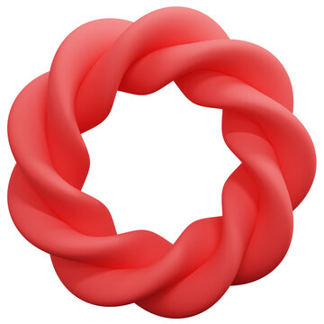 3D Red Abstract Twisted Rope Ring Torus Shape