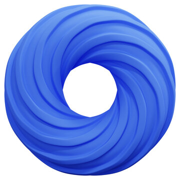 3D Royal Blue Abstract Swirl Spiral Ring Torus Shape