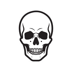 Obraz premium Black and White Skull Graphic Icon Stylized Human Head Outline Vector Art