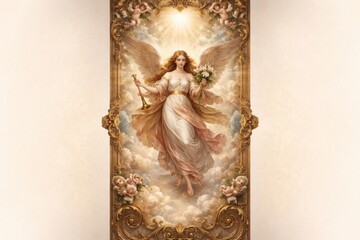 Fototapeta premium Heavenly angelic figure with flowers.
