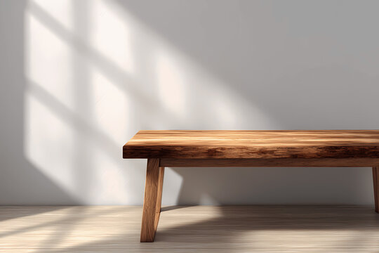 Empty Wooden Table with Warm Natural Light