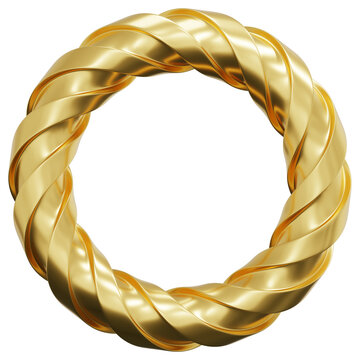 3D Gold Abstract Twisted Rope Circle Torus Shape