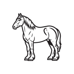 Obraz premium Draft Horse Standing Side View Line Art Illustration