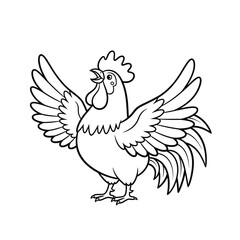 Fototapeta premium Rooster Crowing Coloring Page