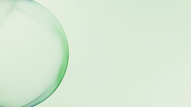 Abstract minimal green gradient sphere on light background with soft smooth surface and clean geometric form, modern digital design seamless loop 4K