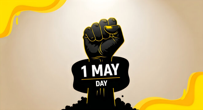 Labor day, may 1st, workers rights, fist raised high