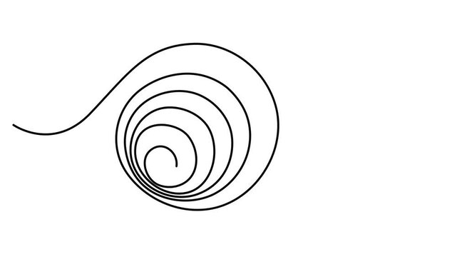 Circle round shape continuous one line drawing on white background minimalist geometric video. Animated circle continuous one line drawn. Full length one line animation video