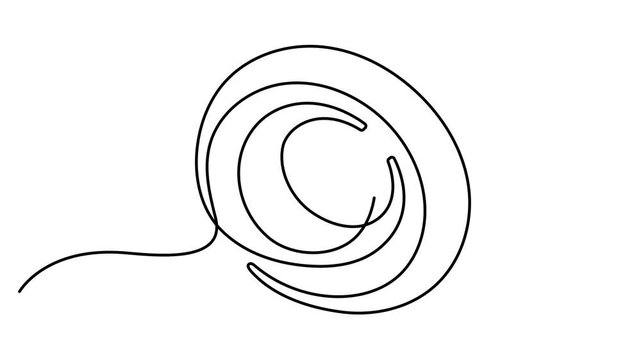 Circle round shape continuous one line drawing on white background minimalist geometric video. Animated circle continuous one line drawn. Full length one line animation video