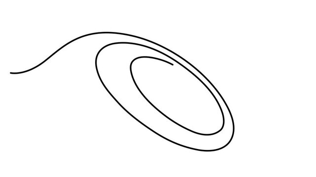 Circle round shape continuous one line drawing on white background minimalist geometric video. Animated circle continuous one line drawn. Full length one line animation video