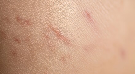 Fototapeta premium Close-up of skin with multiple red irritation marks and blemishes.