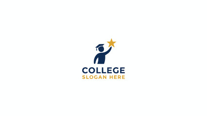 Fototapeta premium College education logo of graduate reaching for success star