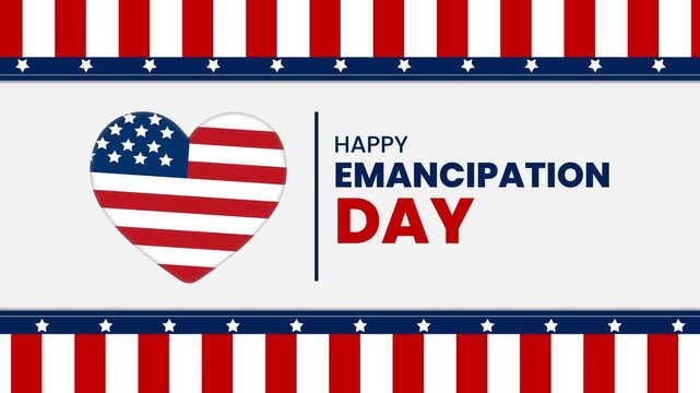 Happy Emancipation Day: American Flag Heart Freedom Celebration Background