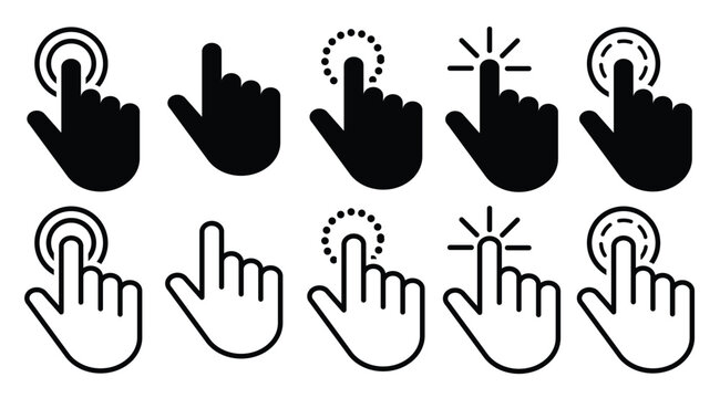 clickable cursor icon clicking hand pointing