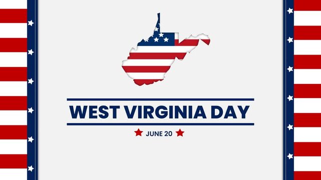 West Virginia Day June 20th Celebration, USA Statehood Holiday with Flag Map Graphic Animation