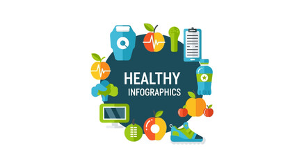 Fototapeta premium Healthy infographics colorful icons design.