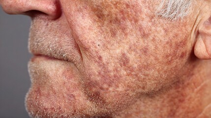 Naklejka premium Medical illustration of skin cancer, displaying epidermal tumor pathology, dermatological diagnosis, ultraviolet damage factors and professional clinical treatment for skin oncology research