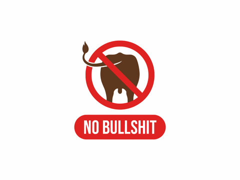 No Bullshit Prohibition Sign with Bull Silhouette Vector Icon