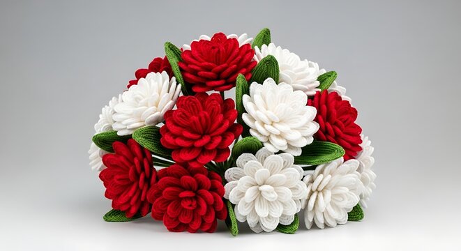 Traditional japanese tsumami zaiku hair ornament with red and white flowers