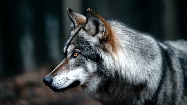 Majestic wolf prowling through a misty forest