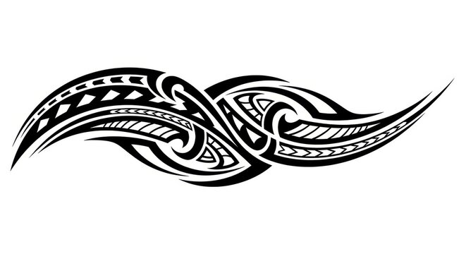Abstract Tribal Tattoo Design with Intricate Patterns and Flowing Lines