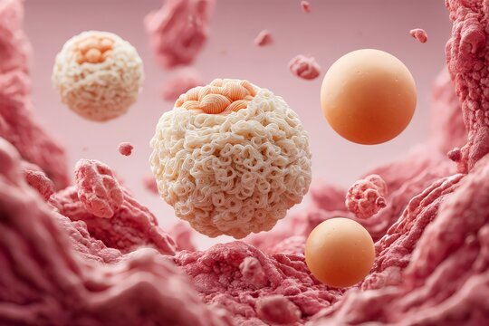 Abstract view of cellular structures in detail.