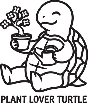 turtle holding a potted plant