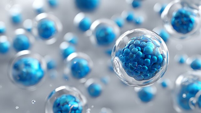 Close-up of blue scientific cell structures.
