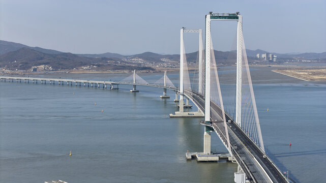 겨울,자동차,도로,상판,기둥,케이블,청라하늘대교,청라동,서구,인천