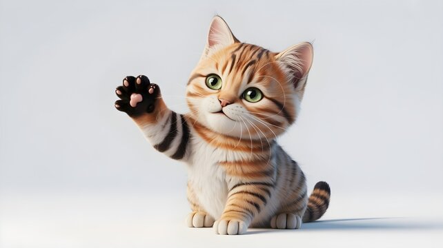 Playful Cat Paw High Five Illustration