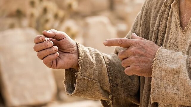 Jesus hands gesturing while teaching about Moses