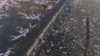 겨울,유빙,갯벌,갯골,황산도,초지리,강화군,인천 © JinChang