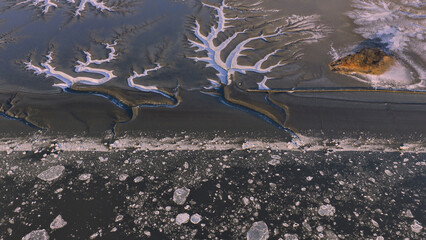 겨울,유빙,갯벌,갯골,황산도,초지리,강화군,인천 © JinChang