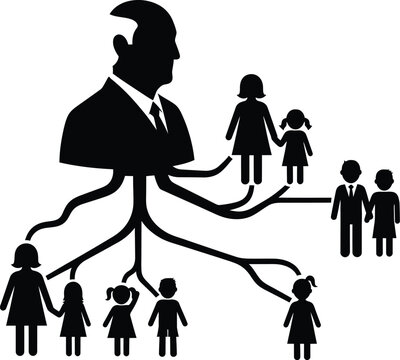 Fathers day vector illustration silhouette of a father with family roots celebrating parenthood and love