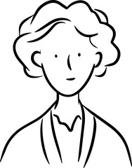 Fototapeta premium Hand Drawn Elderly Female Doctor Black and White Illustration in Minimal Line Art Style Design
