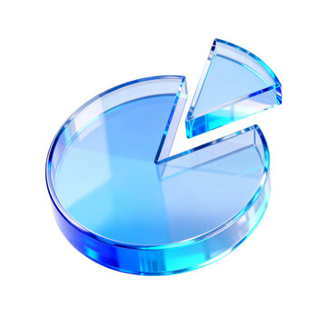 [Transparent Background PNG]3D Glass Pie Chart with One Slice Removed