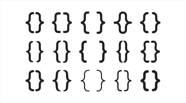 Curly brackets icons representing coding syntax and programming structure concepts