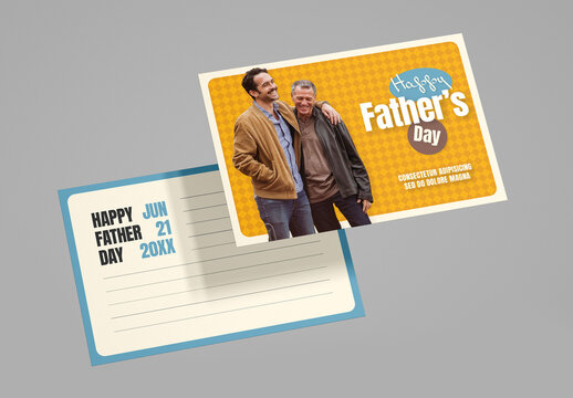 Father's Day Greeting Card Layout with Blue and Orange Accents