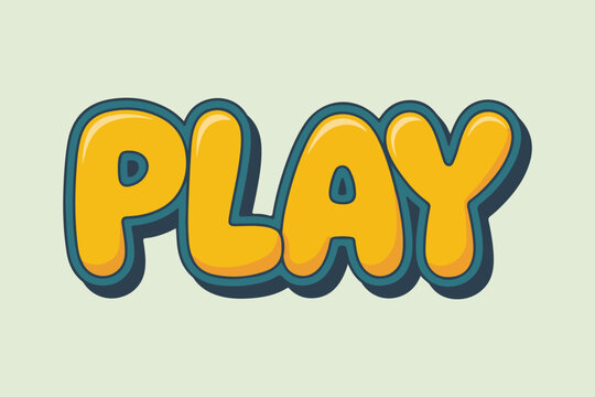 Playful yellow text, colorful word, vector graphics, illustration
