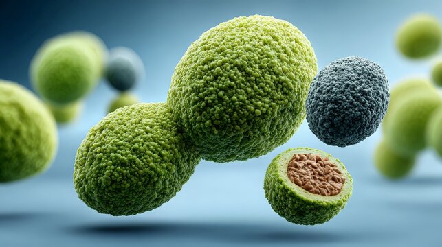 Microorganisms displaying unique cellular structures.