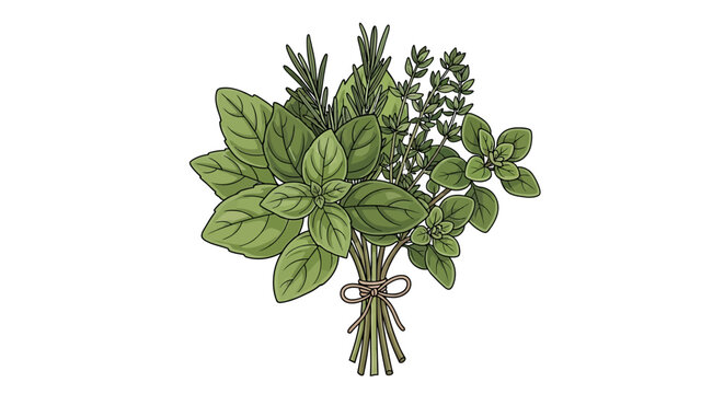 Bunch of fresh green herbal leaves.