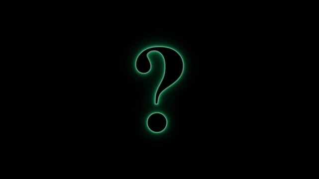 Green Neon Question Mark on Black Background query